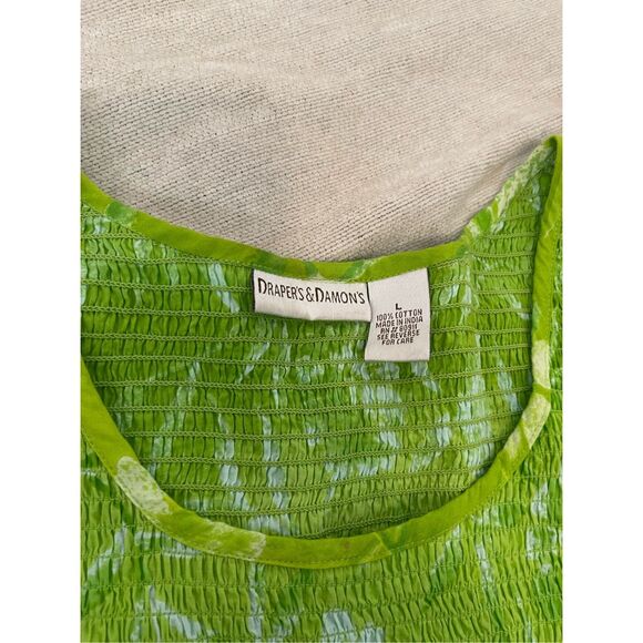 Draper’s And Damons Green Floral Summer Dress Short Sleeve Stretchy large - Picture 7 of 7